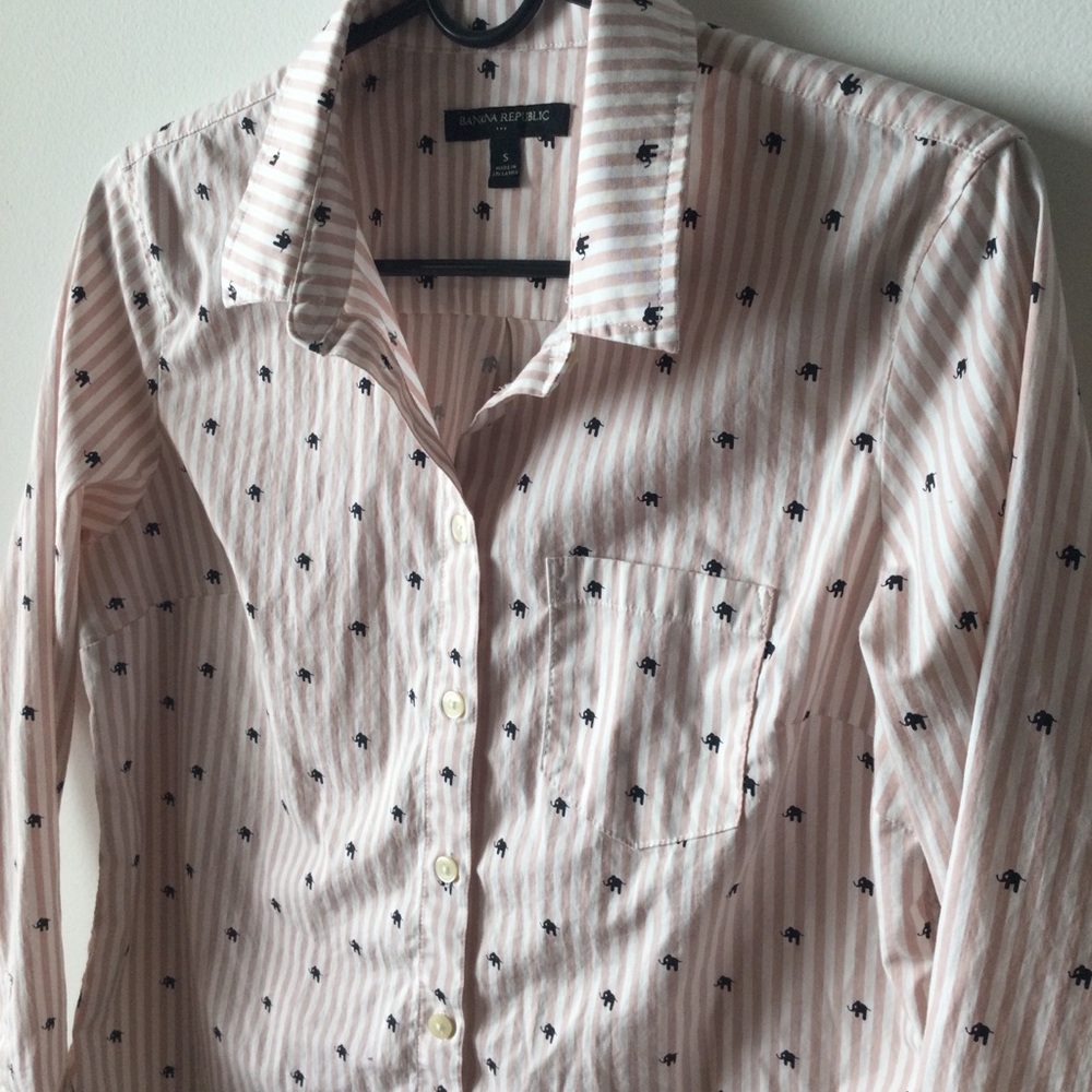 Banana Republic Women’s Striped Elephant Button Down Shirt